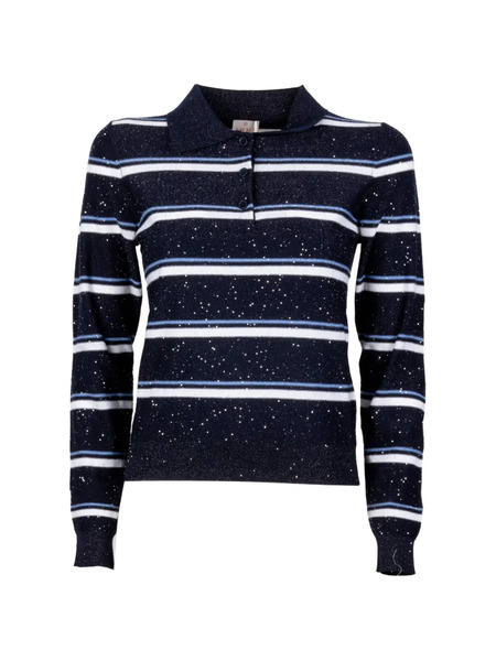  Marella Striped Polo Top - Blue 