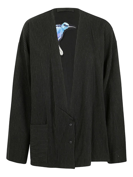  Maria Calderara Pinstriped Pocket Jacket - Black 