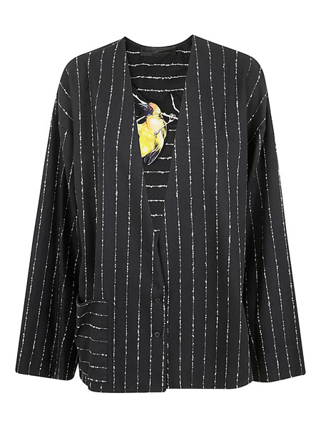  Maria Calderara Striped Pocket Jacket - Black 