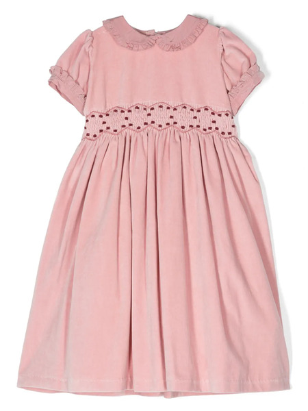  Mariella Ferrari Ruffled-detail Velvet Cotton Dress - Pink 