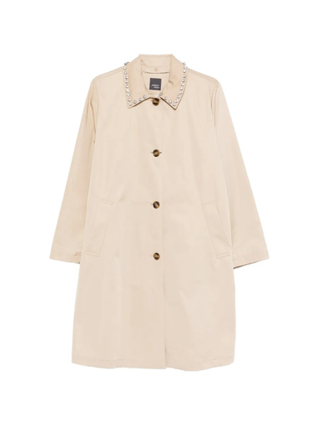  Marina Rinaldi Embellished Gabardine Coat - Neutrals 