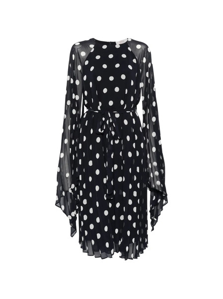  Marina Rinaldi Mrealbore Polka-dot Pleated Midi Dress - Black 