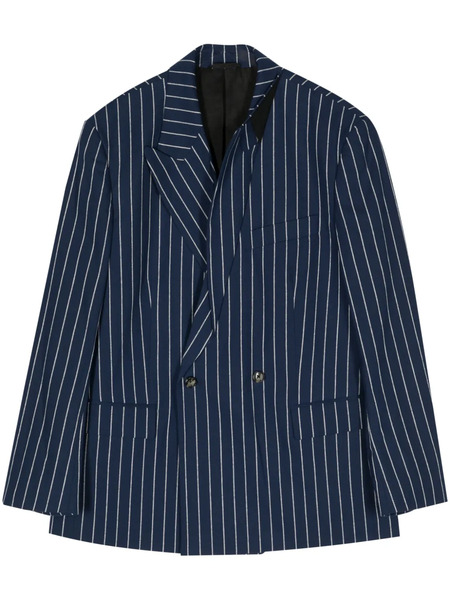  Marina Yee Striped Double-breasted Blazer - Blue 