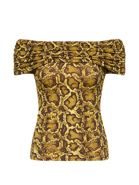  Marine Serre Draped Python-printed Blouse - Yellow 