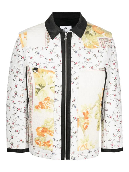  Marine Serre Floral-patchwork Quilted Jacket - White 
