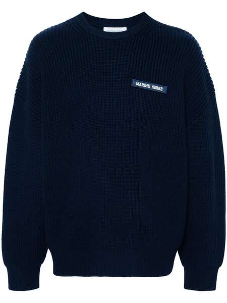  Marine Serre Logo-patch Sweater - Blue 