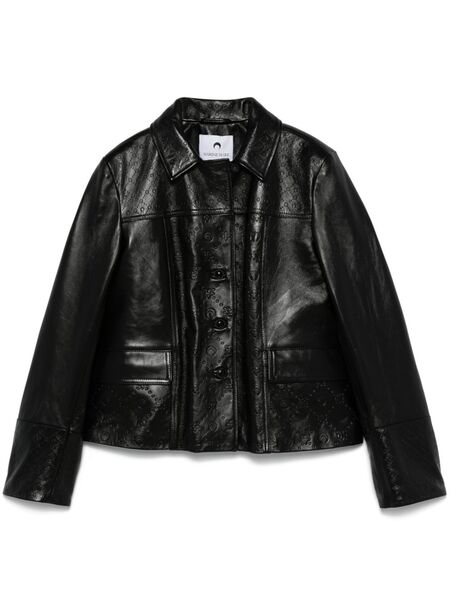  Marine Serre Moonogram-embossed Leather Jacket - Black 