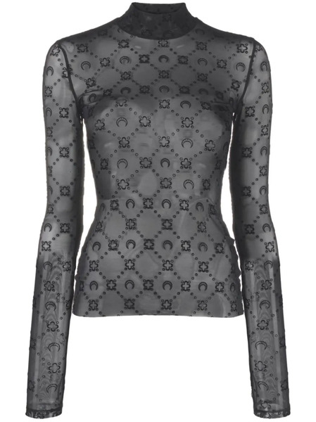  Marine Serre Moonogram-flocked Top - Black 