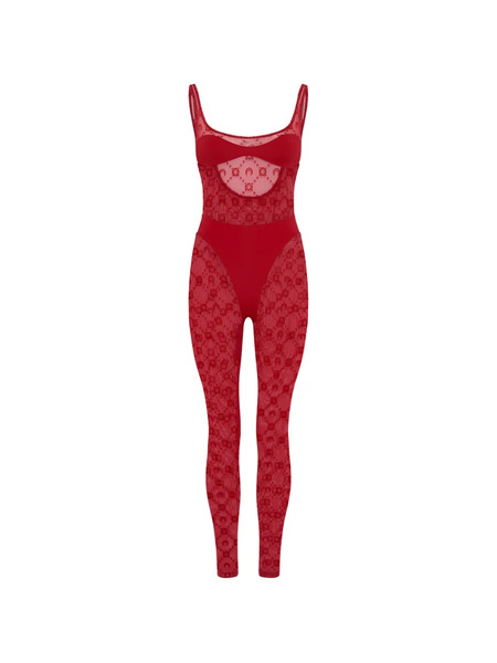  Marine Serre Moonogram Mesh Jumpsuit - Red 