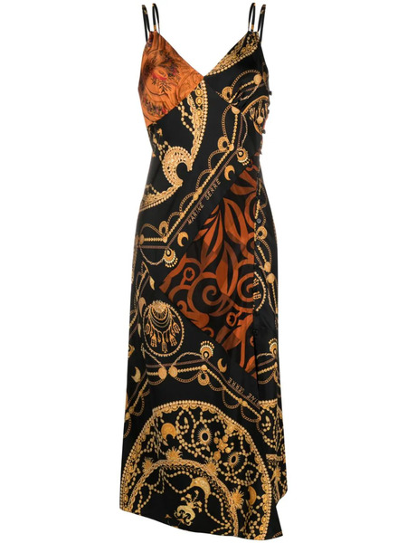  Marine Serre Ornament Jewelry-print Regenerated-silk Dress - Black 