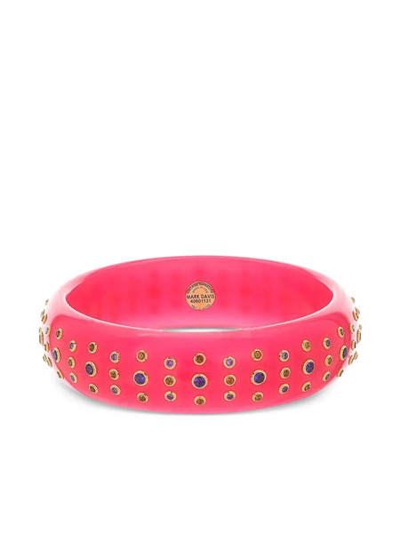  Mark Davis 18k Yellow Gold Multi-stone Bakelite Bangle Bracelet - Pink 
