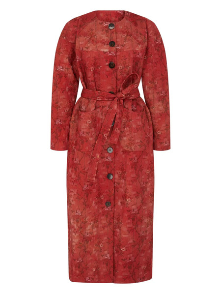  Markarian Tilda Brocade Rounded Sleeve Coat - Red 