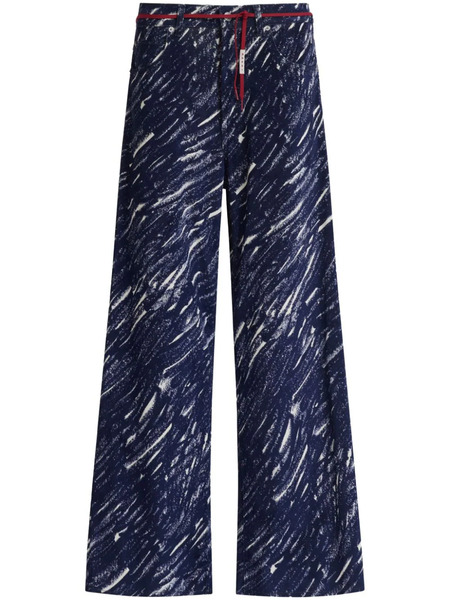  Marni Abstract-pattern Print Wide-leg Jeans - Blue 
