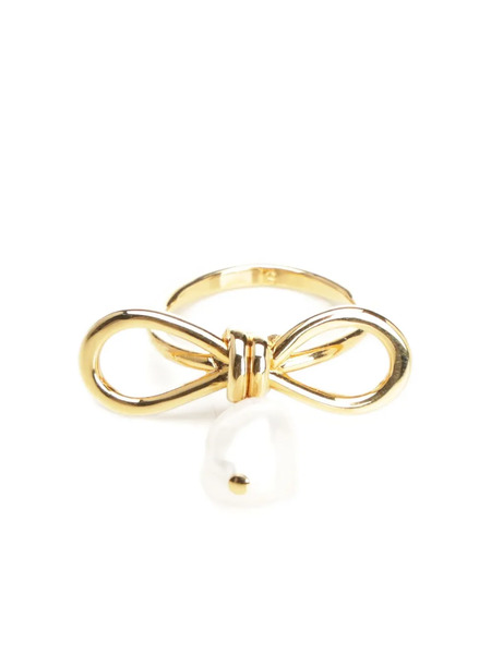  Marni Bow Pearl-drop Ring - Gold 