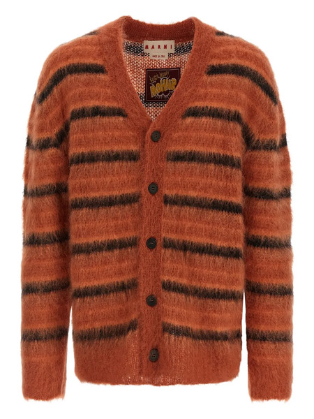  Marni Brushed Striped Cardigan - Orange 