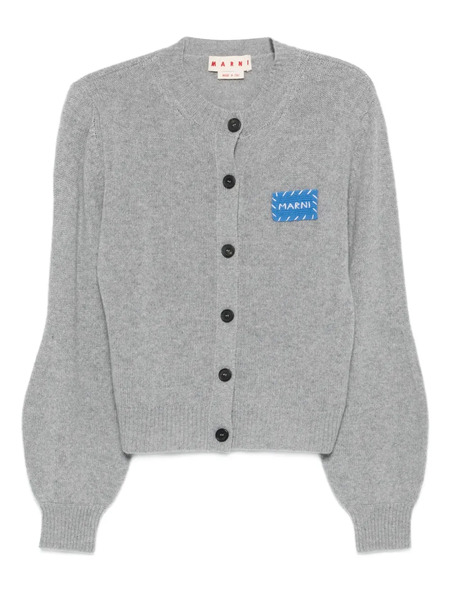  Marni Button-fastening Logo-patch Cardigan - Grey 