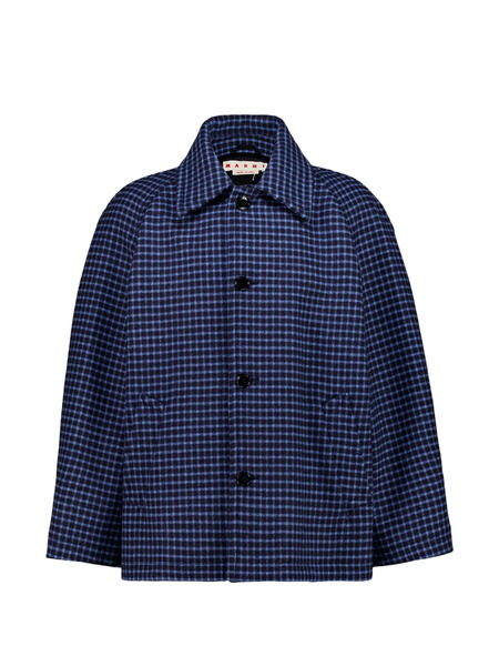  Marni Buttoned Checked Jacket - Blue 
