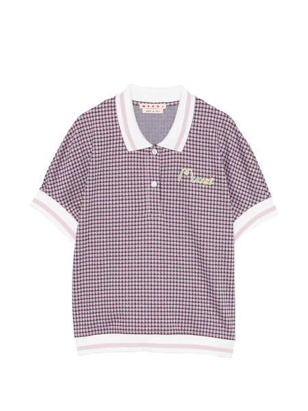  Marni Check Embroidery Polo Top - Pink 