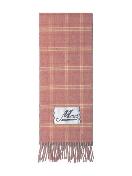 Marni Checked Fringed Scarf - Pink 