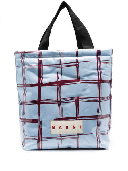  Marni Checked Padded-design Tote Bag - Blue 