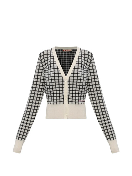  Marni Checked V-neck Cardigan - Neutrals 
