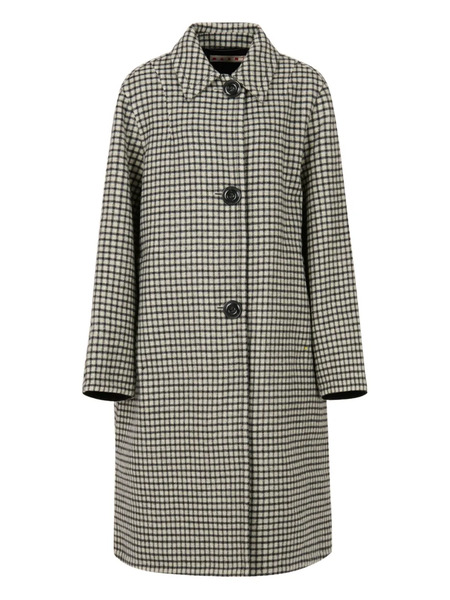  Marni Collared Checked Coat - White 