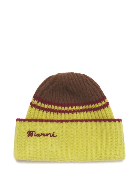  Marni Colour-block Striped Beanie - Yellow 
