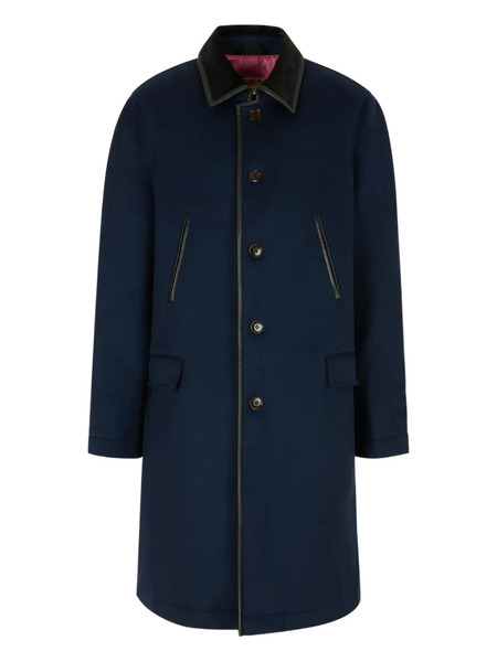  Marni Contrast Collar Logo-patch Coat - Blue 