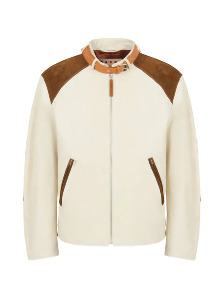  Marni Contrast Shoulder Buckle Bomber Jacket - Neutrals 