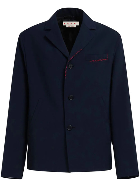  Marni Contrast-stitch Wool Blazer - Blue 