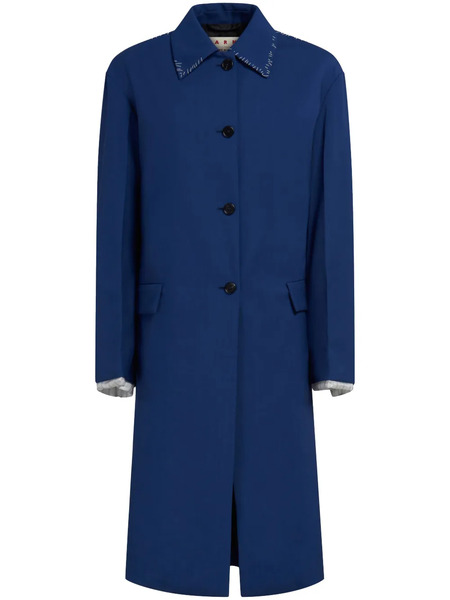  Marni Contrasting-stitch Single-breasted Coat - Blue 
