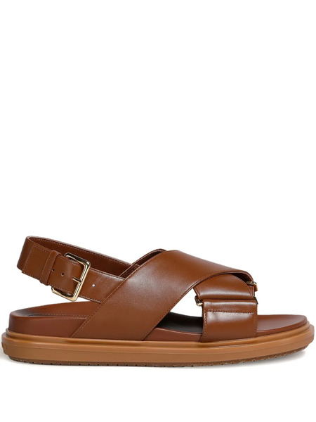  Marni Cross-strap Leather Sandals - Brown 