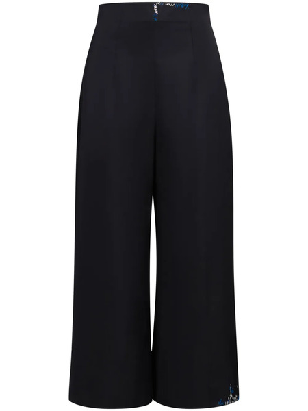  Marni Decorative-stitching Cropped Trousers - Blue 