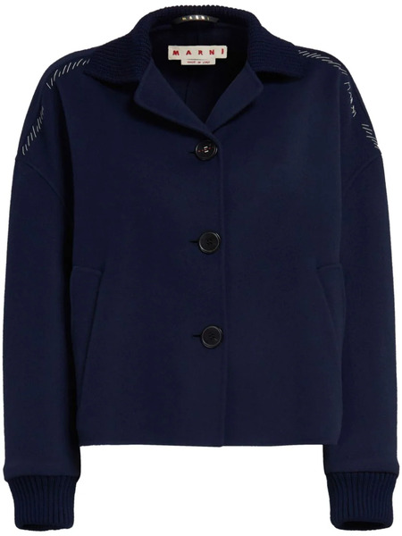  Marni Decorative-stitching Wool-blend Shirt Jacket - Blue 