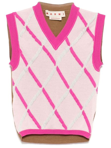  Marni Diamond Pattern Sleeveless Knitted Top - Pink 