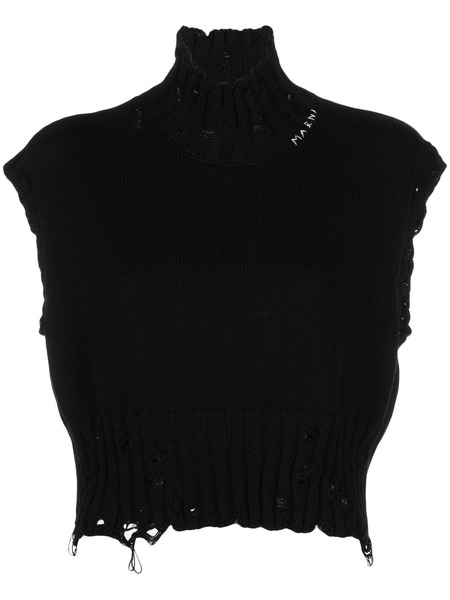  Marni Distressed Cropped Vest - Black 