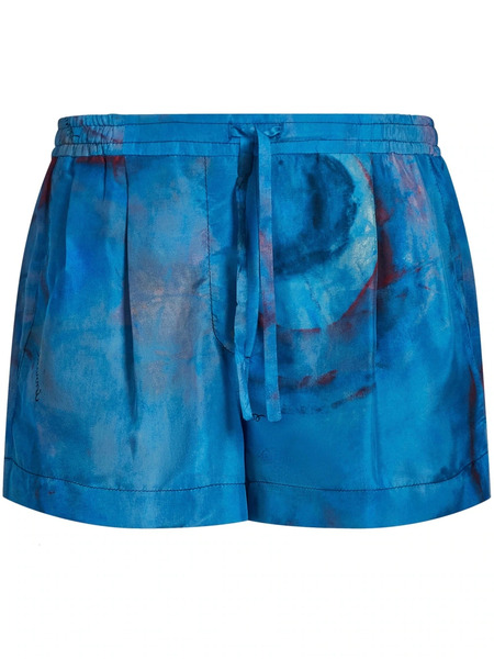  Marni Drawstring-waist Silk Shorts - Blue 