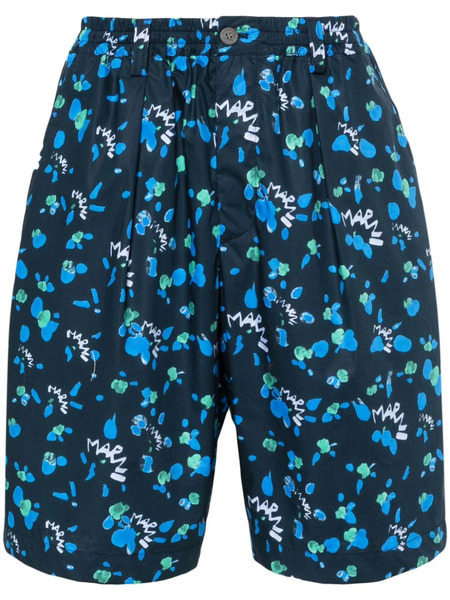 Marni Dripping Abstract-print Deck Shorts - Blue 