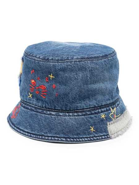  Marni Embroidered Denim Bucket Hat - Blue 