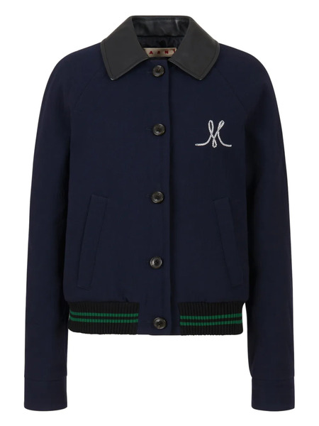  Marni Embroidered-detail Bomber Jacket - Blue 