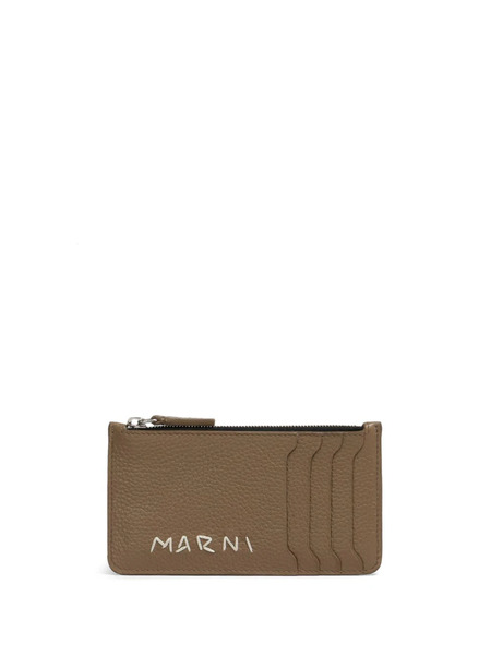  Marni Embroidered-logo Cardholder - Neutrals 