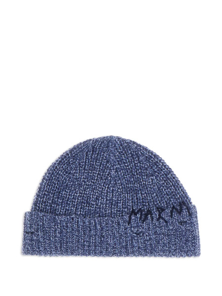  Marni Embroidered-logo Knit Beanie - Blue 