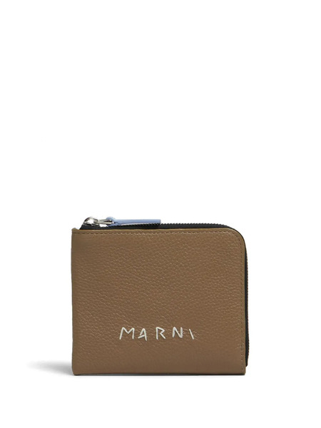  Marni Embroidered-logo Leather Wallet - Brown 