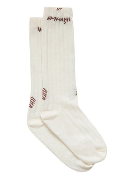  Marni Embroidered-logo Socks - White 