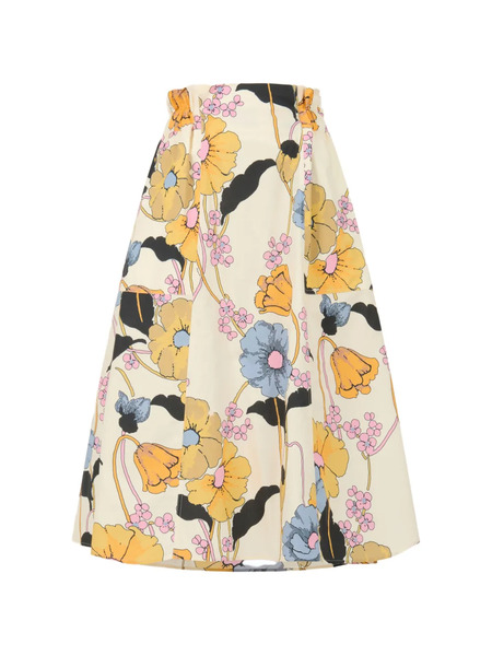  Marni Flared Floral Midi Skirt - Neutrals 