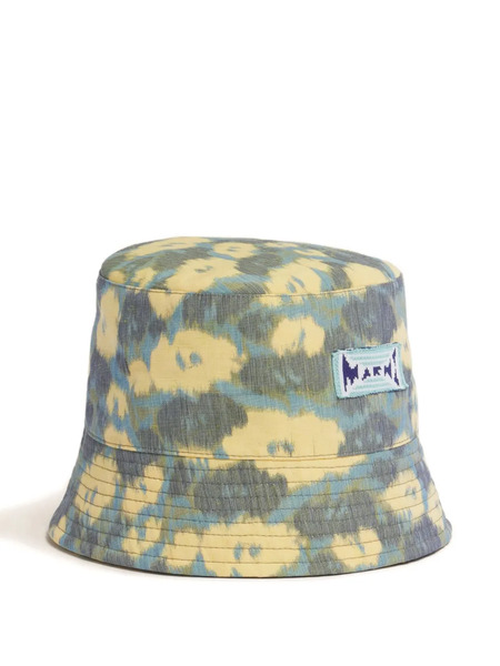  Marni Floral Logo Patch Bucket Hat - Blue 