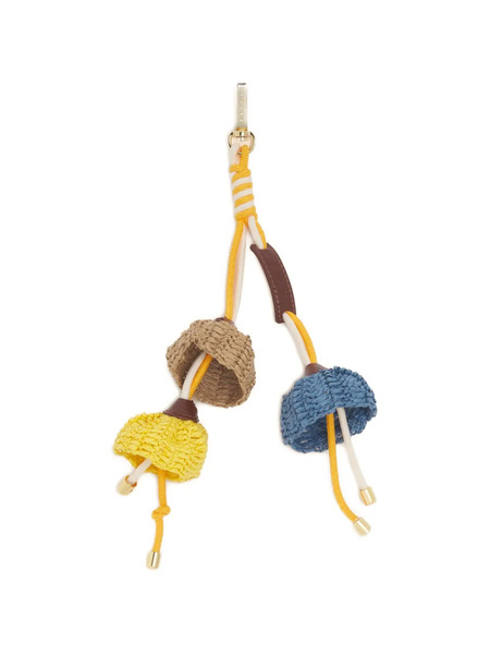  Marni Flower-pendant Woven Keyring - Yellow 