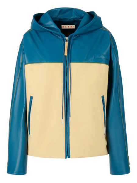  Marni Hooded Leather Jacket - Blue 