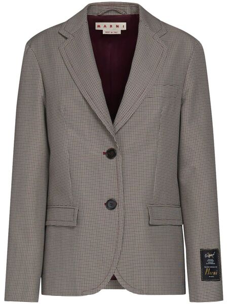  Marni Houndstooth-pattern Single-breasted Blazer - Grey 