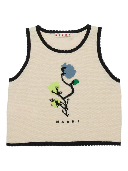  Marni Kids Floral Trim Top - Neutrals 